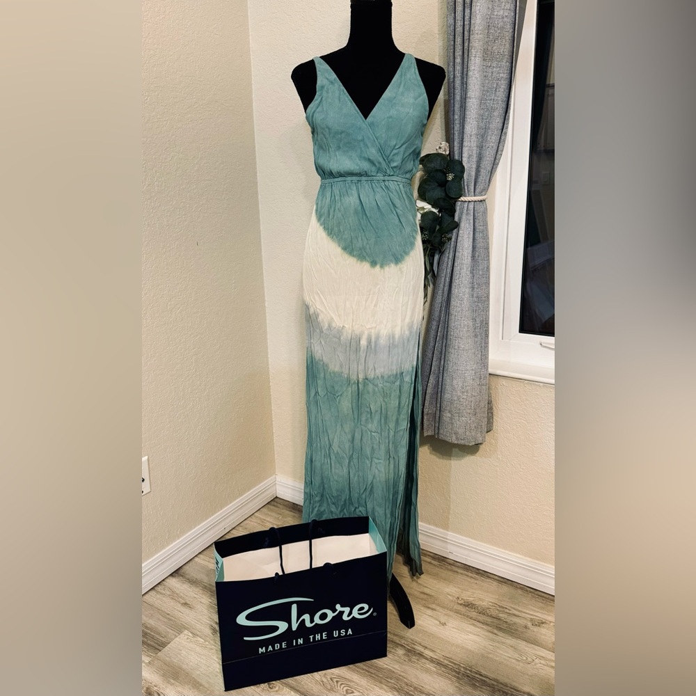 NEW SHORE BRAND - Coastal Ombré Maxi Dress With Slit - Size S Small RETAILS $218